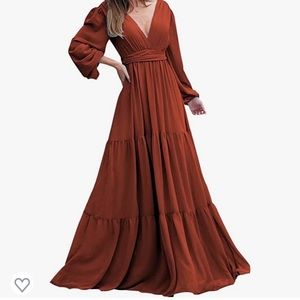 V neck long sleeve formal gown brand new size 6 brand new